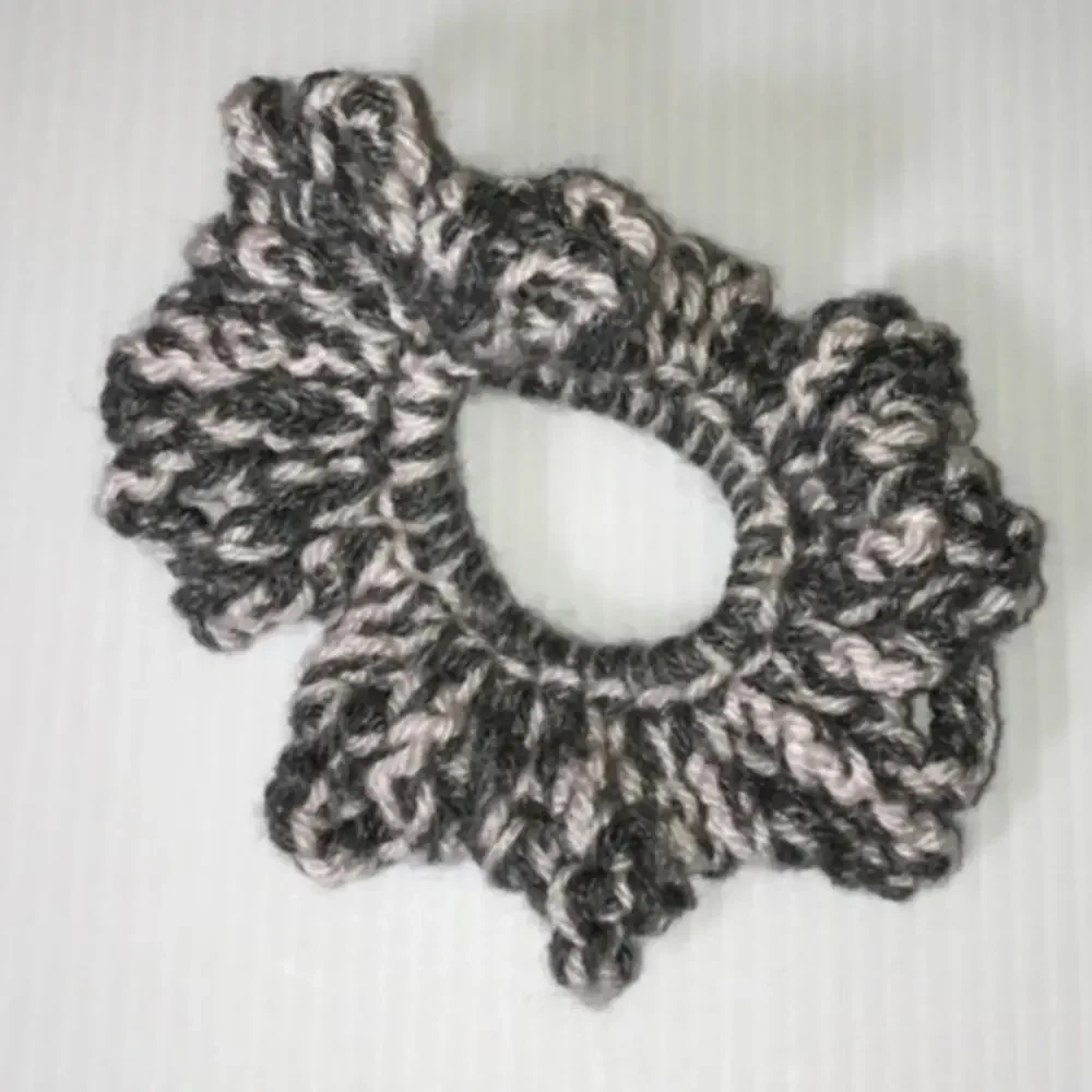 NWT Gray Pink Handmade Crocheted Hair Scrunchie
